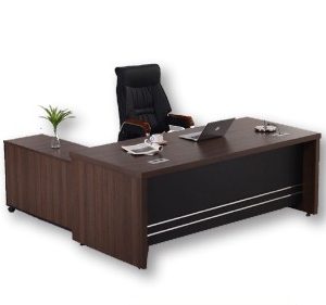 مكتب مدير خشب إم دي إف قرصة دبل يشمل سايد جانبي 3 درج+ضلفة مقاس 200 سم × 100 سم بني 