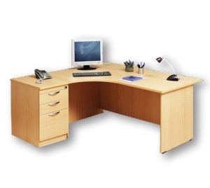 مكتب خشب MDF حرف L يشمل سايد جانبي+وحدة ادراج 3 درج مع سنتر لوك مقاس 160 سم × 70 سم متعدد الالوان 