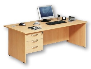 مكتب خشب MDF يشمل 3 درج ثابت مع سنتر لوك مقاس 140 سم × 70 سم بيج محلي الصنع