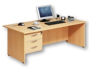 مكتب خشب MDF يشمل 3 درج ثابت مع سنتر لوك مقاس 160 سم × 70 سم بيج محلي الصنع