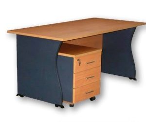 مكتب خشب MDF يشمل وحدة ادراج متحركة 3 درج سنتر لوك مقاس 120 سم × 70 سم متعدد الالوان محلي الصنع