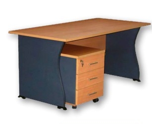 مكتب خشب MDF يشمل وحدة ادراج متحركة 3 درج سنتر لوك مقاس 120 سم × 70 سم متعدد الالوان محلي الصنع