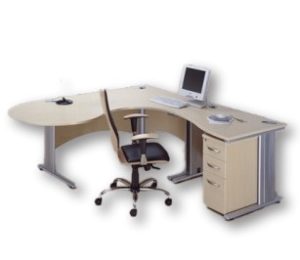 مكتب مدير خشب MDF حرف (L) على شاسيه معدن وحدة ادراج 3 درج مقاس 160 سم × 140 سم متعدد الالوان 