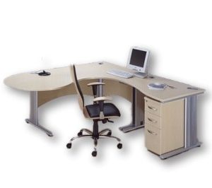 مكتب مدير خشب MDF حرف (L) على شاسيه معدن وحدة ادراج 3 درج مقاس 160 سم × 140 سم متعدد الالوان 