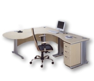 مكتب مدير خشب MDF حرف (L) على شاسيه معدن وحدة ادراج 3 درج مقاس 180 سم × 140 سم متعدد الالوان 