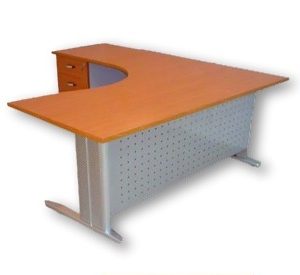 مكتب خشب MDF حرف (L) على شاسيه معدن دهان إلكتروستاتيك وحدة ادراج ثابتة 4 درج مقاس 140 سم × 120 سم متعدد الالوان 