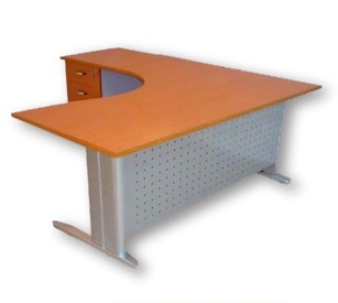 مكتب خشب MDF حرف (L) على شاسيه معدن دهان إلكتروستاتيك وحدة ادراج ثابتة 4 درج مقاس 180 سم × 120 سم متعدد الالوان 