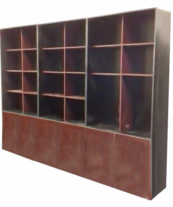 مكتبة مستندات ثابتة خشب MDF مقسمة خانات من أعلي + 3ضلفة من أسفل مقاس 250 سم × 328 سم × 40 سم متعدد 