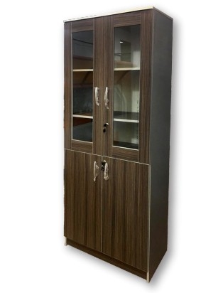 مكتبة المستندات خشب MDF 2 ضلفه زجاج من اعلي وخشب من اسفل مقاس 165 سم × 80 سم × 40 سم 