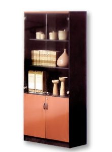 مكتبة المستندات خشب MDF زجاج من اعلى 2 ضلفة خشبMDF من اسفل مقاس 200 سم × 80 سم × 40 سم 