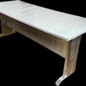 طاولة اجتماعات خشب MDF على شاسيه معدن دهان إلكتروستاتيك مقاس 200 سم × 80 سم أبيض ومتعدد 