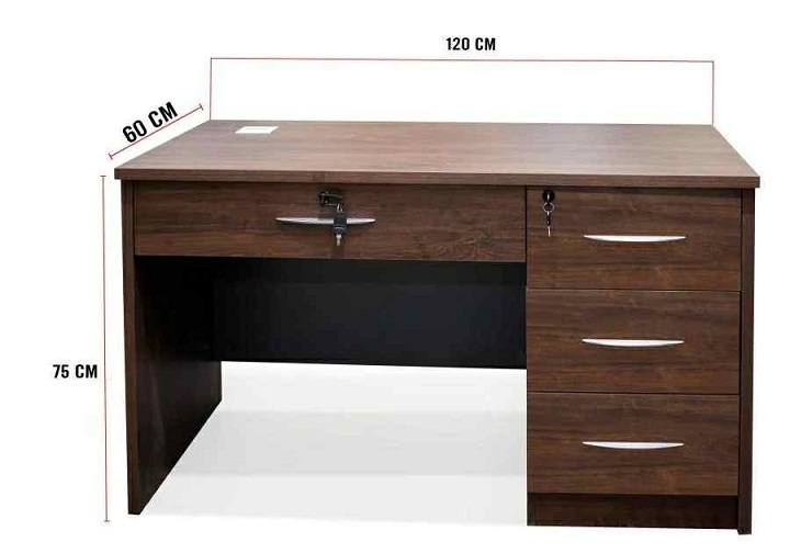 مكتب خشب MDF يشمل 3 درج جانبي + 1 درج عرضي مقاس 120 سم × 60 سم متعدد الالوان محلي الصنع