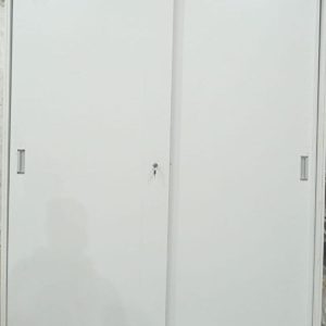 دولاب مستندات خشب MDF ٢ صلفة جرار مقاس 200 سم × 100 سم × 50 سم أبيض 