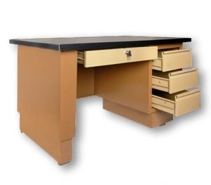 مكتب طراز ايديال الجسم صاج والقرصه خشب ملامين يحتوي على 4 درج مقاس 160 سم × 80 سم 