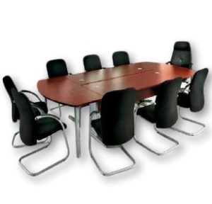 طاولة اجتماعات خشب MDF مستطيلة مقاس 360 سم × 120 سم بني ومتعدد (قطعتين).