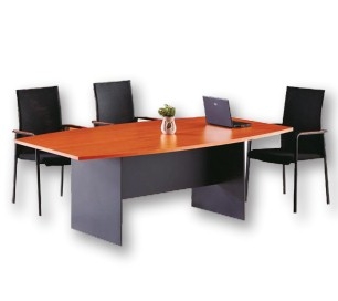 طاولة اجتماعات خشب MDF بيضاوية مقاس 220 سم × 120 سم بني ومتعدد 