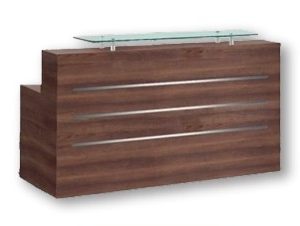 كاونتر استقبال خشب MDF بزجاج علوي مقاس 400 سم × 80 سم 